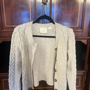 Maeve Light Gray Cable Knit Cardigan